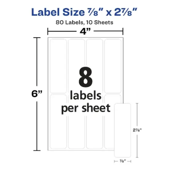 Avery Erasable Multi-Use Removable Labels, 7/8" x 2-7/8", White, Non-Printable, 80 Blank Labels Total (5429) image {4}