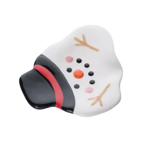 Transpac Dolomite Melted Snowman Spoon Rest - Festive Christmas Kitchen Decor for Holiday Cooking and Serving image {2}