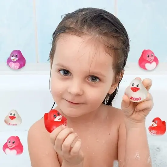 ArtCreativity Valentine's Day Rubber Duckies - 12 Pack, Love Themed Bath Toys image {5}