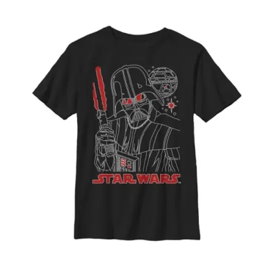 Boy's Star Wars Darth Vader Lightsaber Outline T-Shirt image {4}