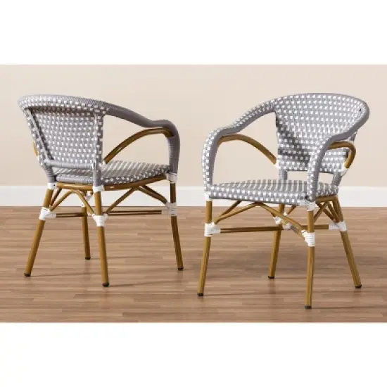 Set of 2 Eliane Indoor and Outdoor Stackable Bistro Dining Chairs - BaxtonStudio image {4}