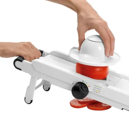 OXO VBlade Mandoline Slicer: ABS & Stainless Steel, 4 Blades, Dishwasher-Safe, Vegetable & Potato Slicer, White image {1}