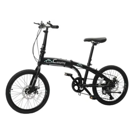 DSVIMOY 20-Inch Foldable Commuter Bicycle, 7-Speed Road Bike for Kids and Adults, Black, 33.86"*14.17"*24.8" image {1}