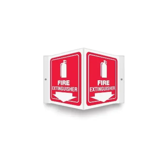 Accuform Fire Extinguisher Projection Sign White/Red 6"H x 5"W (PSP618) image {1}