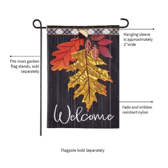 Welcome Autumn Leaves Garden Linen Flag image {3}