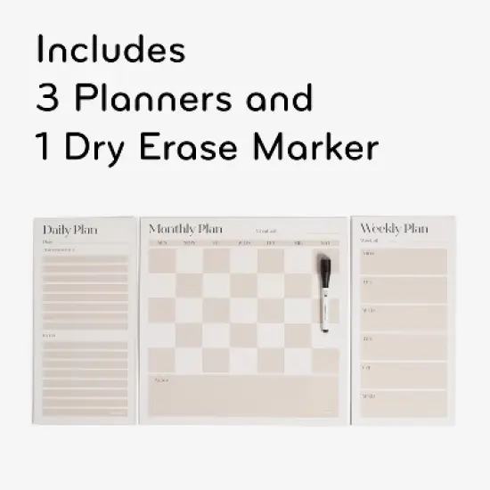 U Brands Vinyl Magnetic Calendar Planner Value Pack for Fridge Checkerboard: Wall Calendar & Office Presentation Board image {3}