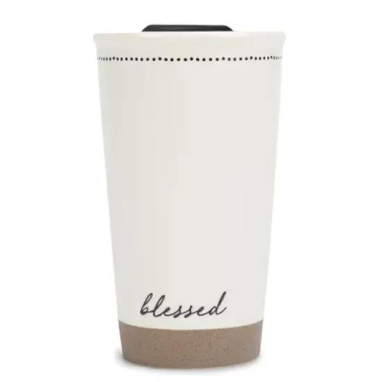 Lighthouse Christian Products Pin Dot Classic White 12 ounce Ceramic Travel Tumbler Mug, Blessed image {5}