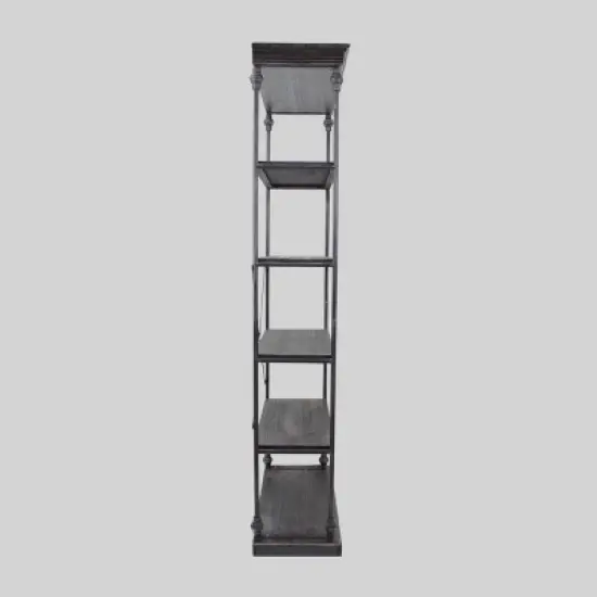 84.75" Abramo Industrial 5 Shelf Bookcase Gray - Christopher Knight Home image {4}