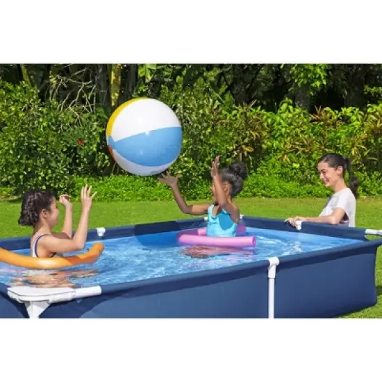 Bestway 56545E Steel Pro Outdoor Rectangular Frame Above Ground Family Kids Swimming Pool with Easy Setup, Blue image {4}