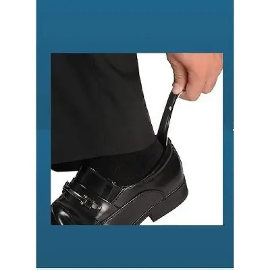 Comfy Clothiers 16.5-inch - 42cm Long Handled Metal Shoe Horn, 1 pack, Silver image {1}