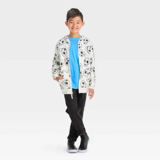Boys' Skull Printed Halloween Zip-Up Sweatshirt - Cat & Jack&trade; Cream image {2}