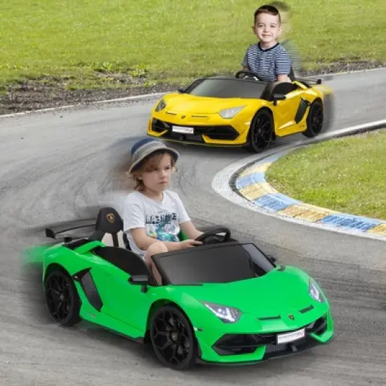 Sandinrayli 24-Volt Licensed Lamborghini 2 Seater Kids Ride On Car With Remote Control and Drifting Feature in Green image {1}