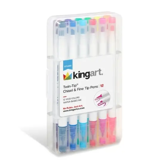 KINGART Twin-Tip Chisel & Fine Markers 12 Colors image {5}