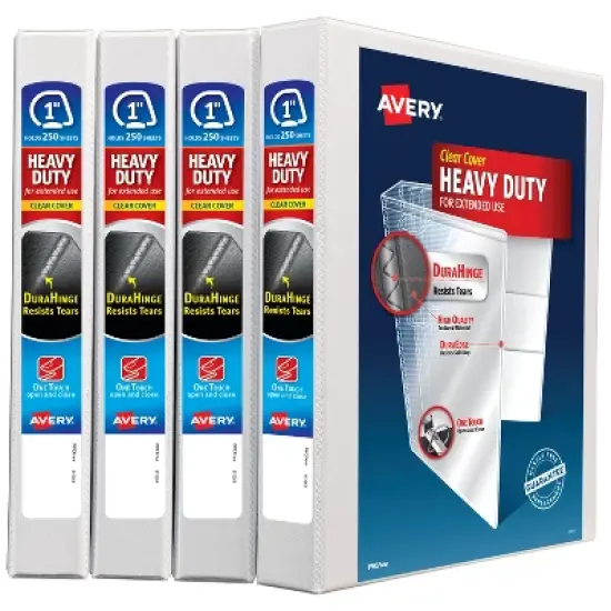Avery Heavy Duty View 3 Ring Binders, 1" One Touch Slant Ring, 250-Sheet Capacity, 1.4 Inch Wide Spine, Great for Home, School Supplies, Office, or image {8}