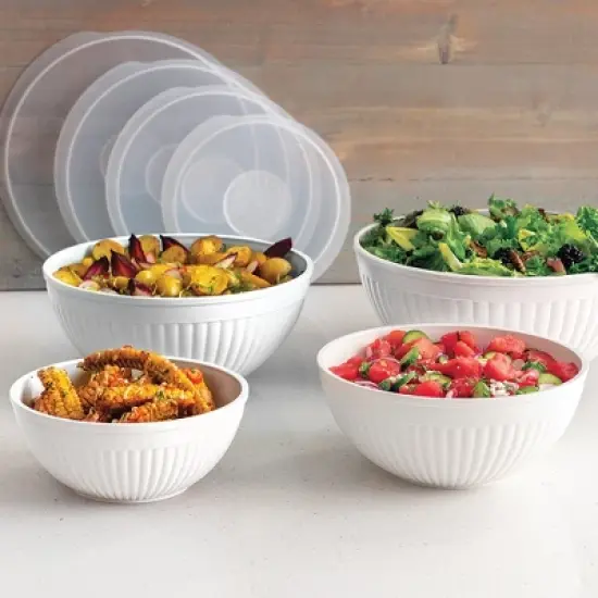 Nordic Ware 8 Piece Covered Bowl Set, White image {2}