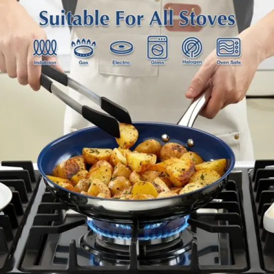 KOCH SYSTEME CS Fry Pan With Lid - Large Skillet Nonstick Frying Pan with Lid, Ceramic Coating image {2}