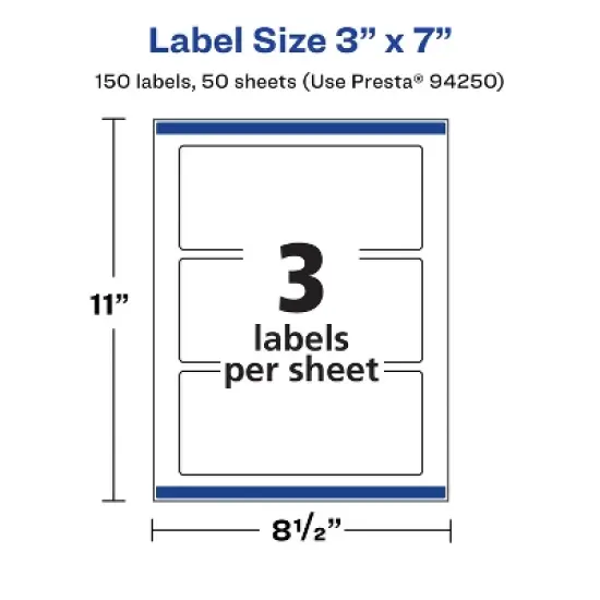 Avery Matte White Rectangle Labels, 3" x 7" image {4}