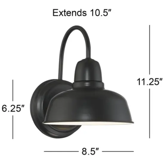 John Timberland Urban Barn Rustic Industrial Farmhouse Outdoor Wall Light Fixture Black Gooseneck Arm 11 1/4" for Post Exterior Barn Deck House Porch image {7}