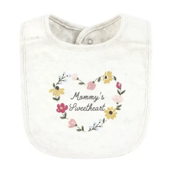 Hudson Baby Infant Girl Cotton Bibs, Soft Painted Floral, One Size image {2}