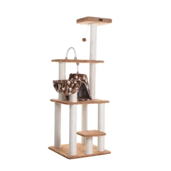 Armarkat Brown Carpet Real Wood Cat Furniture, Pressed Wood Kitty Tower, A6403 image {1}