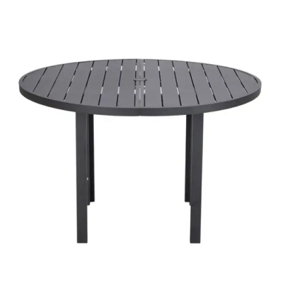 LeisureMod Round Outdoor Aluminum Dining Table for Modern Home, Patio, Backyard Garden Chelsea Collection image {10}