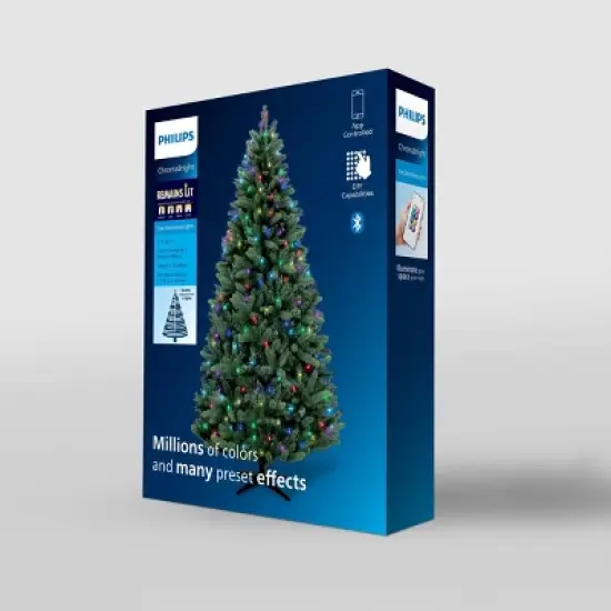 210ct LED Philips ChromaBright App Controlled Indoor/Outdoor Miniature String Lights Multi-Colored with Green Wire image {3}