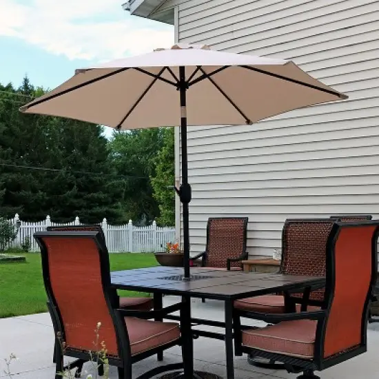 Sunnydaze Outdoor Aluminum Patio Table Umbrella with Polyester Canopy and Push Button Tilt and Crank image {7}