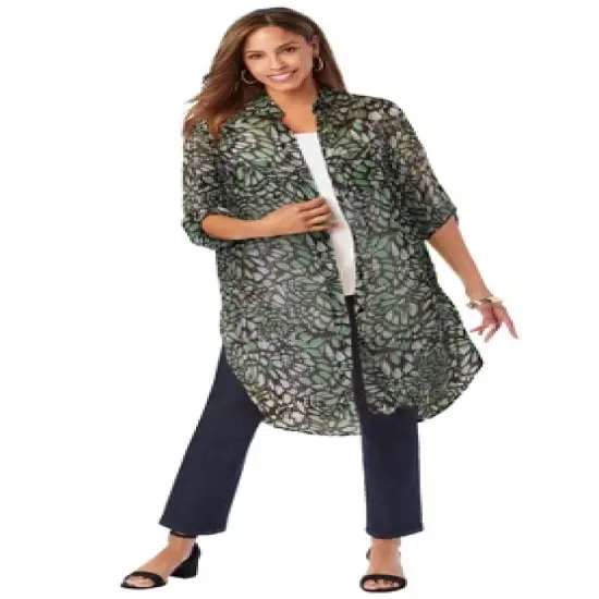 Jessica London Women&rsquo;s Plus Size Sheer Georgette Mega Tunic image {15}