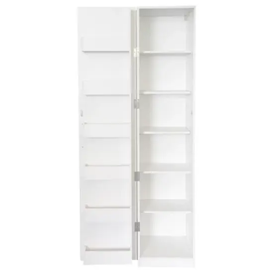 Gulches White Freestanding Kitchen Pantry Cabinet - Buffet Sideboard with Doors, 6 Shelves & 2 Adjustable Shelves image {3}