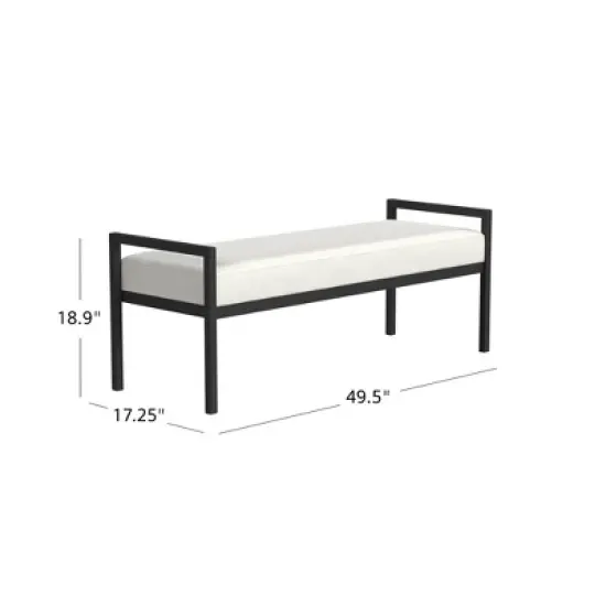 Modern Metal Bench Cream Boucle - HomePop image {5}