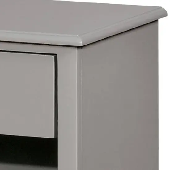 1 Drawer Transitional Wooden Nightstand with Open Compartment Gray - Benzara image {3}