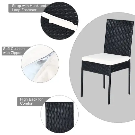 Tangkula 10PCS Rattan Dining Set Cushioned Chair Table w/ Glass Top Furniture Patio image {3}