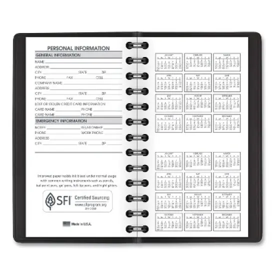 Weekly Planner, 4.5 x 2.5, Black Cover, 12-Month (Jan to Dec): 2026 image {3}