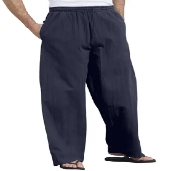KS Island by KingSize Men's Big & Tall Elastic Waist Gauze Cotton Pants image {2}