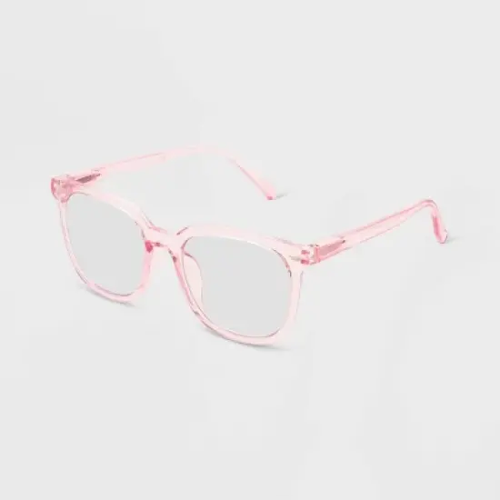 Women's Shiny Plastic Square Blue Light Filtering Glasses - Universal Thread&trade; Light Pink image {1}