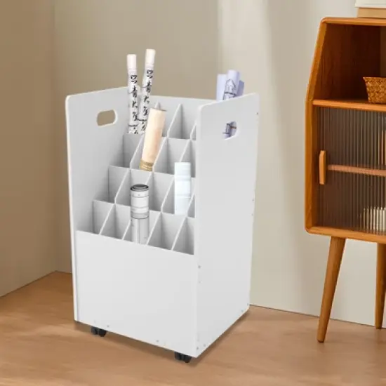 YIYIBYUS 20-slot Roll File Organizer, Movable File Storage Cart, Roll Document Holder image {2}
