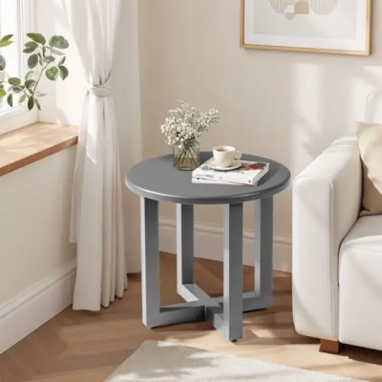 Karl Home Patio Gray Round Metal Side Table image {5}