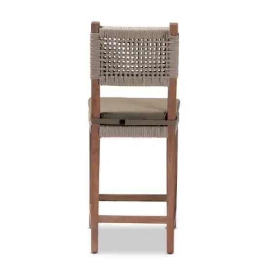 Heyna Woven Rope Mahogany Counter Height Barstool Gray/Natural - bali & pari image {4}