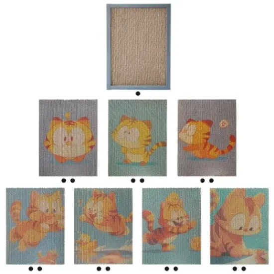 SEVOBAL Pet Scratcher 15-Piece Replaceable Cat Scratching Board Set with Adorable Designs for Furniture Protection, Play, Multicolored, 17"*13"*4" image {1}