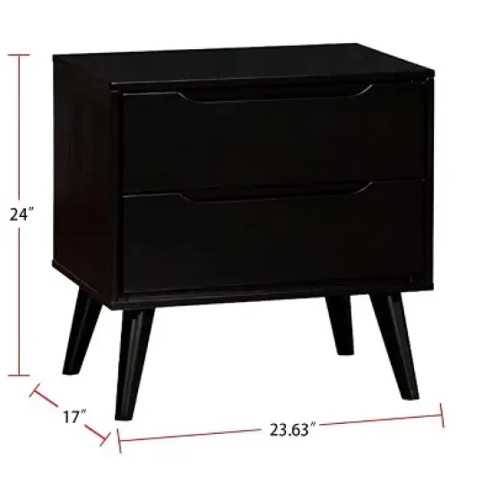 NicBex 24" Modern Nightstand with Tapered Legs,Wooden Night Stand with Drawers,Solid Rubberwood Bedside Table for Bedroom Furniture image {2}