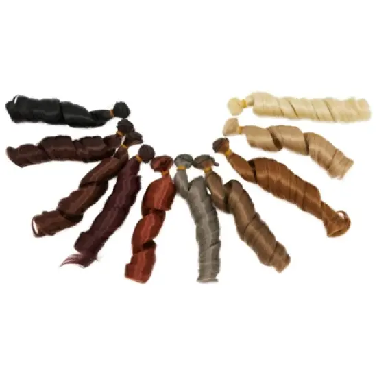 Bright Creations 10 Pack Curly Doll Hair Wefts Wigs for Crafts, Extensions & Rerooting, Natural Colors, 10 x 40 in image {6}