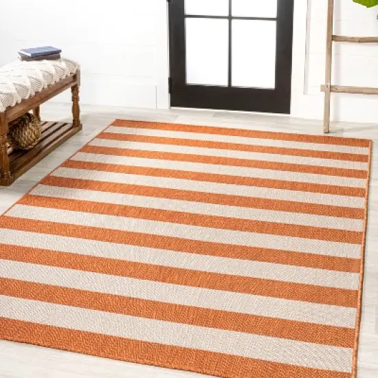 Negril Two-Tone Wide Stripe Indoor/Outdoor Area Rug - JONATHAN Y image {6}