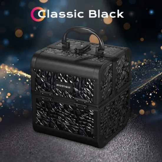 Byootique Makeup Train Case Cosmetic Organizer w/ Mirror Mermaid image {1}