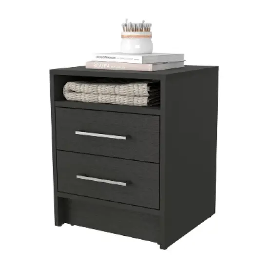 Kumasinova Wood Nightstand with Open Shelf,Night Stand with Drawers,Nightstand for Bedroom,Bedside Table with Hidden Storage,End Table for Bedroom image {3}