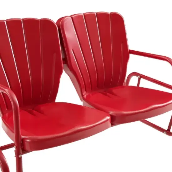 Ridgeland Outdoor Metal Loveseat Glider - Red - Crosley image {6}