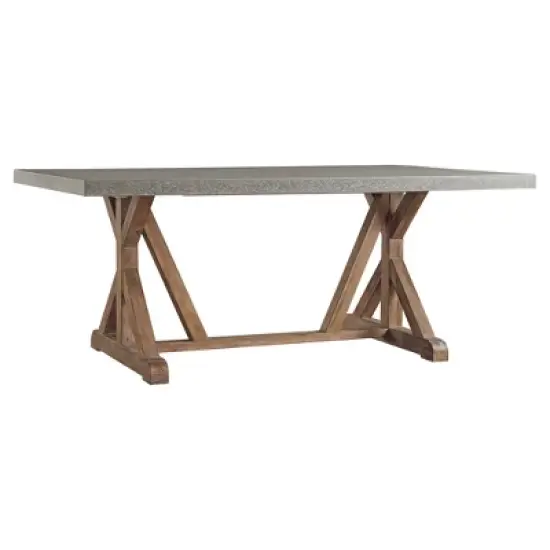 Camilla Farmhouse Concrete Topped Trestle Dining Table Vintage Pine - Inspire Q image {1}