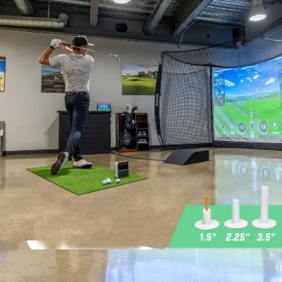 GoSports Golf Hitting Mat - PRO 5 x 3 ft - 5 mm Artificial Turf Training Mat for Indoor/Outdoor Swing Practice, Includes 3 Rubber Tees - Green image {3}