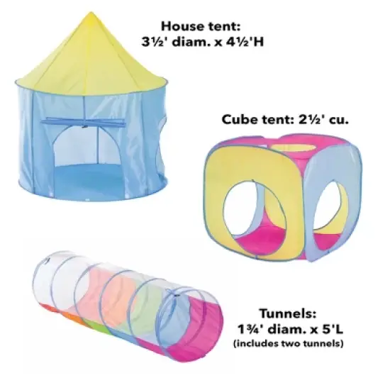 HearthSong 4-Piece Pop-Up Rainbow Play Tents (2) and Tunnels (2) with Mesh Tops for Indoor and Outdoor Play image {3}
