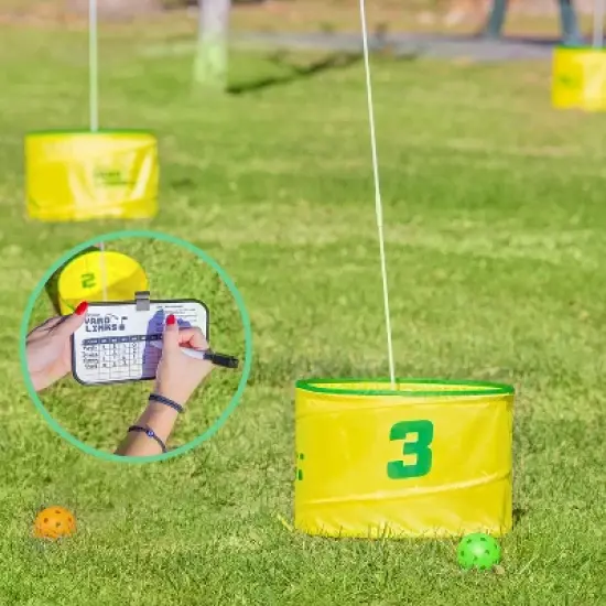 GoSports Yard Links Golf Game with 6 Buckets, Tee Markers and 6 Balls - Yellow image {3}