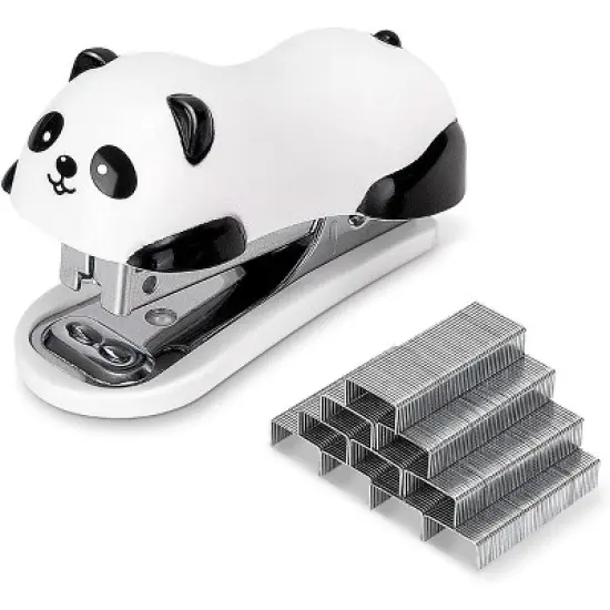 HTUTWOO Mini Cute Panda Desktop Stapler, Office Stapler, 12 Sheet Capacity, Includes Built-in Staple Remover & 1000PCS No.10 Staples image {4}